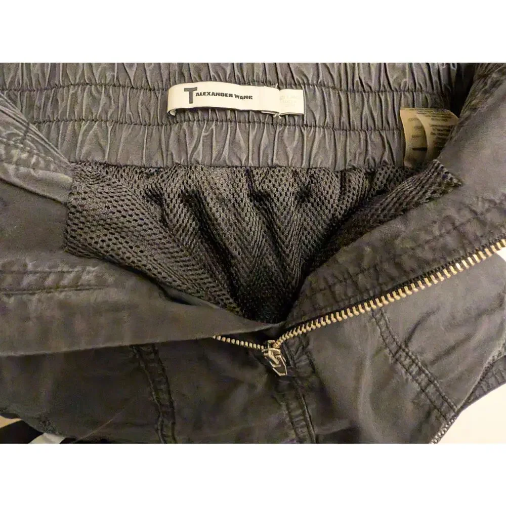 Alexander Wang Mid Rise Swim Shorts Black Zip Fly Cotton Casual Beach Mesh Lined